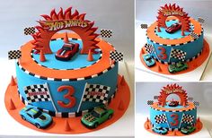 Gökkuşaği Pasta, Hot Wheels Themed Birthday Party, Wheels Cake, Hot Wheels Birthday Party, Wheel Cake, Hotwheels Birthday Party, Cars Birthday Cake