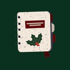 a christmas book with holly leaves on it