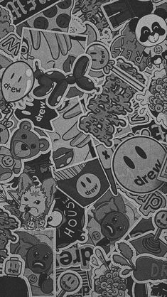 an image of many stickers all over the place in front of a cell phone