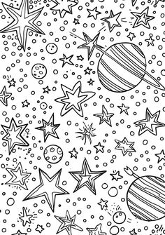 stars and planets in the sky coloring pages for kids to print on their own wallpapers