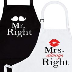 Nomsum Apron Set, Kitchen Couples Gift Set for Engagements, Weddings, Anniversaries and More, 2-piece, One-size Second Wedding Anniversary Gift, Cute Bridal Shower Gifts, Wedding Registry Items, Mrs Always Right, Second Wedding Anniversary, Mr Right, Wedding Engagement Gifts