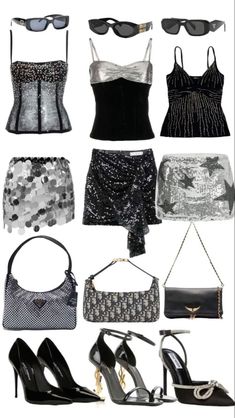 Black And Silver Outfits, Disco Party Outfit, Look Disco, Fest Temaer, Party Outfits Night