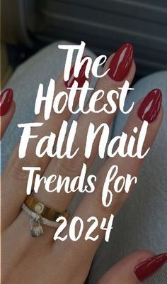 Fall Painted Nail Ideas, Red With Accent Nail, Fall Nail Art Inspiration, Almond Gel Nails Ideas Fall, Nails Design Trending, Autumn Nails 2024 Square, Short Nails Autumn 2024, Simple Nails Ideas Short, Fall Colors Nail Designs