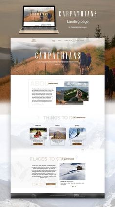 an image of a web page with mountains in the background and people walking on it