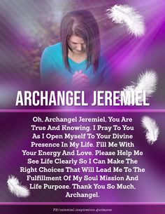 an image of a woman praying with the words, i am angel jeremel