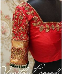 Maggam Blouses Wedding, Magam Work Blouses Latest Bridal Red Blouse, Red Blouse Work Designs Pattu, Red Blouse Work Designs, Red Bridal Blouse, Embroidery On Bags, Embroidery For Kids, Tutorial Embroidery