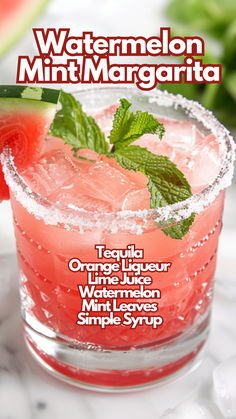 Watermelon Mint Margarita Tequila Mint Cocktail, Watermelon Mint Cocktail, Mint Alcoholic Drinks, Summer Margarita Recipes, Watermelon Mint Margarita, Mint Margarita Recipe, Margaritas Recipes, Crazy Cocktails