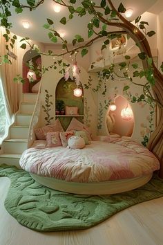 toddler girl bedroom with nature theme Small Bedroom Themes, Earth Bedroom Decor, Enchanted Forest Toddler Room, Girls Bedroom Theme Ideas, Nature Bedroom Kids, Girls Garden Bedroom, Girls Forest Bedroom, Fairy Room Decor Bedroom Ideas, Forest Toddler Room