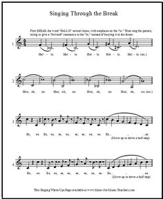 sheet music with the words sing through the break