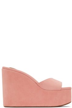 Modern Pink Platform Wedge Sandals, Modern Pink Wedge Sandals, Modern Pink Wedge Heel Sandals, Pink Platform, Pink Platforms, Wedge Mules, Window Shopping, Platform Wedge, Heeled Sandals