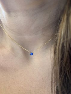 Sapphire Solitaire Necklace / Blue Sapphire Pendant / Bridal Sapphire Solitaire Necklace / Solitaire Prong Necklace / September gemstone / BRIDAL NECKLACE / Gift Idea / Layering Necklace / Delicate Diamond Necklace / GIFT FOR HER / BIRTHDAY GIFT / MINIMALIST NECKLACE / BRIDAL PARTY GIFT / WEDDING GIFT / LAYERING NECKLACE STUNNING HAND MADE SAPPHIRE PRONG SET NECKLACE YELLOW GOLD PLATED STERLING SILVER NON TARNISH RHODIUM PLATED. THE LENGTH OF THE CHAIN IS ADJUSTABLE.. CAN BE WORN FROM 15.3 TO 18 Blue Dainty Necklace With Clavicle Chain, Dainty Blue Clavicle Chain Necklace, Minimalist Blue Clavicle Chain Necklace, Single Strand Round Cut Jewelry Gift, Dainty Blue Necklace With Delicate Chain, Adjustable Sapphire Jewelry With Birthstone, Fine Jewelry With Blue Delicate Chain, Royal Blue Sapphire Jewelry Gift, Royal Blue Sapphire Jewelry For Gift