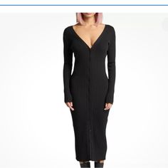 Lita By Ciara Midi Dress, V-Neck, Front Button Down, Stretchy, In Black 81% Cotton 17% Nylon 2% Elastane Dry Clean Only Size Xl Mrsp $348 Elegant Black Ribbed Cardigan, V-neck Ribbed Sweater Dress For Night Out, Ribbed V-neck Sweater Dress For Night Out, Black V-neck Ribbed Cardigan, Elegant V-neck Stretch Cardigan, V-neck Sweater Dress For Night Out, Fitted V-neck Ribbed Cardigan, Black Ribbed V-neck Cardigan, V-neck Stretch Cardigan For Party