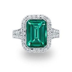 White Gold Green Emerald And Diamond Rong Lady Men Jewelry 6.75 Ct Halo Gemstone Ring Gemstone Ring Emerald Ring Engagement Diamond, Columbian Emeralds, Green Emerald Ring, Colored Stone Rings, Emerald Diamond Ring, Jewelry Rings Diamond, Green Emerald, Emerald Diamond, Emerald Ring