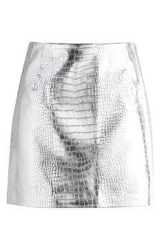 Show off your stems in this night-out miniskirt crafted from sleek faux leather with high-shine croc embossing. 14 1/2" length (size 8) Lined 100% polyurethane Machine wash, line dry Imported Leather Miniskirt, Fabric Gift Bags, Leather Mini Skirts, Fabric Gifts, Free Fabric, Signature Design, Print Gifts, Snake Skin, Night Out