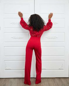 Stunning, embroidered, long sleeve, jumpsuit. A must-have! 95% Polyester, 5% Spandex (Phenomenal Stretch) Model wearing size Small. Long Sleeve Stretch Jumpsuits For Evening, Stretch Long Sleeve Jumpsuit For Party, Stretch Long Sleeve Jumpsuits And Rompers For Party, Stretch Long Sleeve Pantsuit For Party, Red Long Sleeve Pantsuit For Party, Stretch Long Sleeve Pantsuit For Fall, Red Fitted Long Sleeve Pantsuit, Elegant Red Long Sleeve Bodysuit, Embroidered Jumpsuit