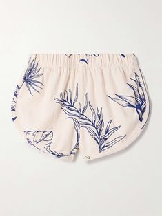 THE ELDER STATESMAN Printed cotton and silk-blend shorts Pj Shorts, Silk Shorts, Soft Shorts, Lounge Shorts, Knit Shorts, Cotton Sweater, Sweater And Shorts, Cotton Poplin, Travel Outfit