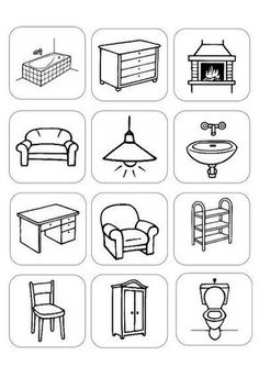 nine different types of furniture are shown in black and white, each with an individual's own design