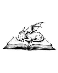 a dragon sitting on top of an open book