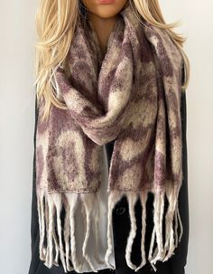 "Womens fluffy blanket scarf, oversized wool scarf / thick Winter shawl wrap. Chunky, warm Winter scarf that is long, large, thick and fluffy! Multi colour beige and brown leopard print scarf shawl for women. Oversized scarf or chunky scarf wrap that makes the perfect ladies gift or \"gift for her\"! Easy to wear; this multi purpose vibrant and bright colourful scarf can be worn as a shawl wrap, big wrap scarf, infinity scarf or wearable blanket. Beautifully designed quality wool blend scarf in gorgeous colours - the perfect accessory for colder days. Stunning premium quality womens scarf; very Limited Edition, at this incredible low price.  - Thick, warm and cosy; luxury premium quality soft delicate feel scarf for women. - On trend; really plush design as a long neck scarf, shawl wrap or Beige Blanket, Colourful Scarf, Plush Design, Womens Scarf, Pashmina Wrap, Winter Wrap, Scarf Infinity, Poncho Wrap, Winter Shawl