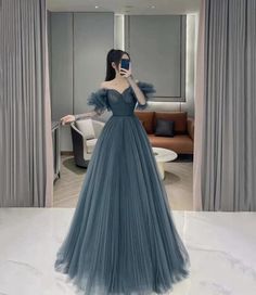 Prom Dress A Line, डिजाइनर कपड़े, Tulle Long Prom Dress, Prom Outfit, A Line Evening Dress, Blue Evening Dresses, Princess Ball Gowns, Blue Tulle, Prom Dress Inspiration