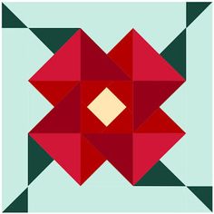 a red and green square with an orange center on it's diagonal edge, in the middle of a rectangle pattern