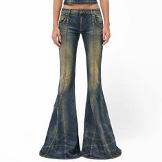 Distressed Flare Denim Jeans, Flare Distressed Denim Jeans, Distressed High-waist Medium Wash Flare Jeans, Distressed High Waist Flare Jeans Medium Wash, High Waist Distressed Medium Wash Flare Jeans, High-waist Distressed Medium Wash Flare Jeans, High Waist Stretch Distressed Flare Jeans, Distressed Denim Blue Full-length Flare Jeans, Distressed Denim Blue Full Length Flare Jeans