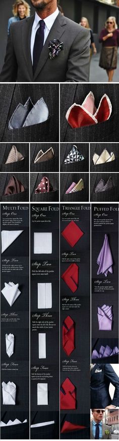 How to Fold Pocket Squares for Men's Suits How to videos Simpul Dasi, Pocket Square Guide, Pocket Square Folds, Air Jordan Retro 4, A Man In A Suit, Kemeja Lelaki, Man In A Suit, Der Gentleman, Sharp Dressed Man