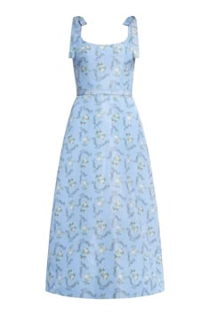 OTM Exclusive: Serafina Blue Floral Ikat Corset A-Line Midi Dress With | Over The Moon Southern Belle