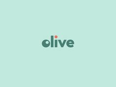 the logo for olive is shown on a light green background with an orange dot in the center