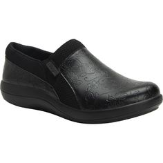 "Find ALEGRIA BY PG LITE Duette Loafer on Editorialist. Made of smooth faux leather, this sleek loafer is built for comfort and flexibility with padded collar and lightweight slip-resistant rocker sole. 1\" heel Removable cushioned insole with arch support Synthetic upper/textile lining/synthetic sole Imported" Black Nurse, Nurse Shoes, Black Weave, Alegria Shoes, Nursing Shoes, Loafers For Women, Shoes Online, Slip On Shoes, Comfortable Shoes