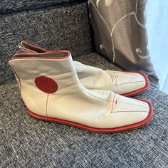 Questions? Ask Me Below! Worn A Handful Of Times, Great Condition Wrestling Boots, Prada Red, Shoes Prada, Prada Shoes, White And Red, Ask Me, Red White, Prada, Red And White