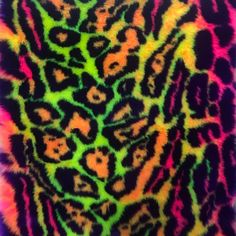 MULTI LEOPARD FAUX FUR FABRIC TYPE: Soft Long Hair Faux Fur STRETCH: Non-Stretch CUT WIDTH: 58" PILE LENGTH: 1" FABRIC CONTENT: 100% Polyester FABRIC WEIGHT: 1100 GR/YD Leopard Color Palette, Scenecore Wallpaper, Soft Long Hair, Party Moodboard, Neon Leopard Print, Colorful Leopard Print, Colorful Animal Print, Scene Wallpaper, Horror Makeup