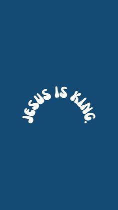 the words jesus is king are in white on a blue background with an oval shape