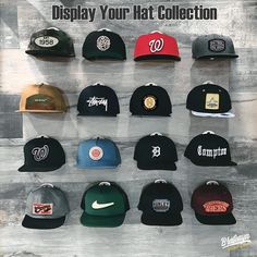 Double Your Hat Display Options with the Revolutionary 2-in-1 Hat Hooks- Uniquely patented design allows you to display your baseball caps in 2 distinct ways. You can effortlessly hang hat hooks for wall by their adjustable straps or proudly show off your favorite teams and brands on the front by hanging from the button - a feature not seen in other hat racks for baseball caps wall mount. Just Peel and Stick with No Damage to Walls - The adhesive hat organizer for baseball caps is designed to make organizing your collection of caps a breeze - just peel and stick without having to worry about damaging the walls. Secure Adhesion - BRATEAYA mens ball cap holder organizer for closet is equipped with heavy-duty double-sided tape, capable of supporting up to 5 lbs with ease. With superior adhesi Baseball Hat Holder, Boys Bedroom Accessories, Baseball Cap Rack, Display Hooks, Cap Rack, Hat Organizer, Hat Racks, Cap Display, Hanging Hats