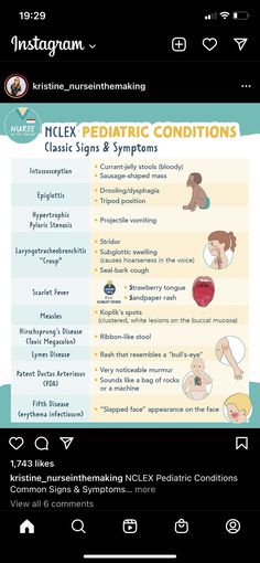 a cell phone showing the different types of pediatric conditions