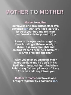 the poem mother to mother is written in pink and blue