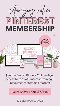 the pinterest club flyer with pink background