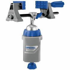 a blue and silver object is on a white background with the words dremel above it