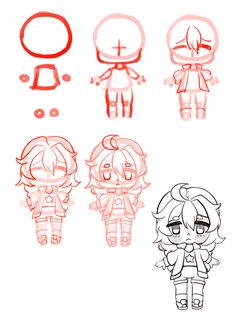 Chibi Drawing Tutorial Hair, Chibi Art Style Anatomy, Chibi Clothing Ideas, How To Draw Chibi Bodies Tutorials, Chibi Body Step By Step, Chibi Poses Tutorial, Chibi Style Tutorial, Front Body Drawing, Chibi Poses Standing