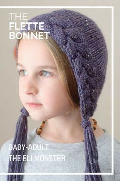 The Flette Bonnet is a uniquely shaped bonnet that features a face framing braid and a creatively shaped back.  The braid cable work adds thickness and warms over your ears and the back is worked in the round for a nice snug fit to keep the wind off. Add t Stitch Witchery, Bonnet Pattern, Baby Bonnets, Pdf Knitting Pattern, Knit Picks, My Favorite Image, Pdf Patterns, Face Framing, Kids Hats