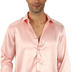 New Never Worn Summer Satin Button-up Shirt, Casual Satin Shirt For Spring, Classic Summer Shirt For Night Out, Pink Shirt For Spring Night Out, Pink Shirt For Night Out In Spring, Pink Party Shirt For Spring, Pink Summer Party Shirt, Pink Satin Dress, Satin Shirt Dress