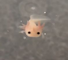 a small fish floating on top of water next to bubbles and stars in the sky