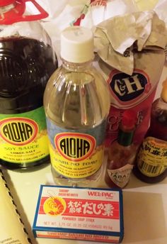 several different types of condiments on a table