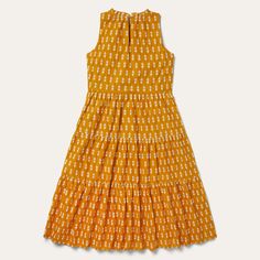 This flowing, ankle-length dress makes a playful addition to any wardrobe. It’s crafted with lightweight cotton woven with our Aztec print, and finished with side-seam pockets and an invisible zipper. A versatile option you can wear to a casual summer wedding, or to brunch with friends. 100% Cotton 3-Tier Ruffled Skirt Fitted Bodice With Bust Darts Ruffled Stand Collar Self-Button Back Closure Side Seam Pockets Invisible Zipper Imported Summer Folk Dress With Woven Motifs, Casual Summer Wedding, Spring Ikat Print Patterned Dress, Festival V-neck Block Print Maxi Dress, Brunch With Friends, Festival Block Print V-neck Maxi Dress, Aztec Dress, Aztec Print Dress, Ankle Dress