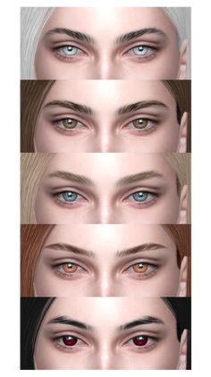 multiple images of different eyes and hair with the same color on each eyelide