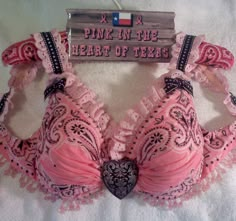 My 2011 D'Feet Breast Cancer "Uplifting Ideas" Bra Decorating Contest...I won 2nd place this year!! Bra Decorating Ideas Diy, Pretty Bras, Cute Bras, 2000s Fashion