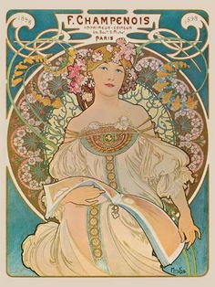 an advertisement for the french perfume company f chapenois, featuring a woman with flowers in her hair