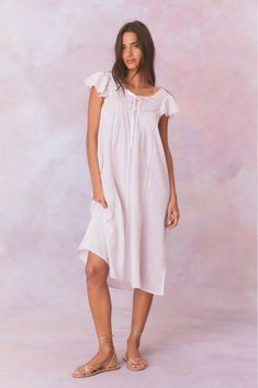 Hable Victorian Cotton Nightgown Vintage Maternity Dresses, Mumu Nightgown, Modest Nightgown, Vintage Maternity, Tied Ribbon, Cozy At Home, Cotton Nightgown, Pink Bows, Luxury Dresses