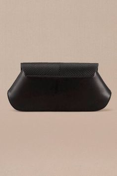 Black clutch in faux leather base with corded flap.
Composition: 100% PU/Faux Leather
Color: Black
Other Details: 
Dimensions (in inches): L x W x D: 10 x 1.8 x 4.5
 - Aza Fashions Black Clutch, Leather Conditioner, Clutch Handbag, Aza Fashion, Handbag Accessories, Dust Bag, Faux Leather, Composition, Fashion Design