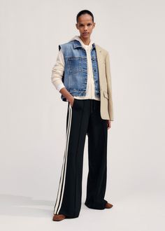 Travel Tailoring Side Stripe Pant | ME+EM Side Stripe Trousers, Womens Pants Design, Winter Styles, Travel Pants, Stylish Pants, Black Travel, The Balance, Pants Design, Side Stripe